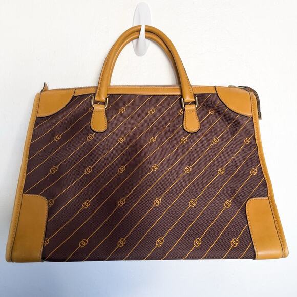 Gucci Vintage Bag Overnight RARE Logo Brown Work 60s 70s Handbag Tan Dustbag - Picture 9 of 16
